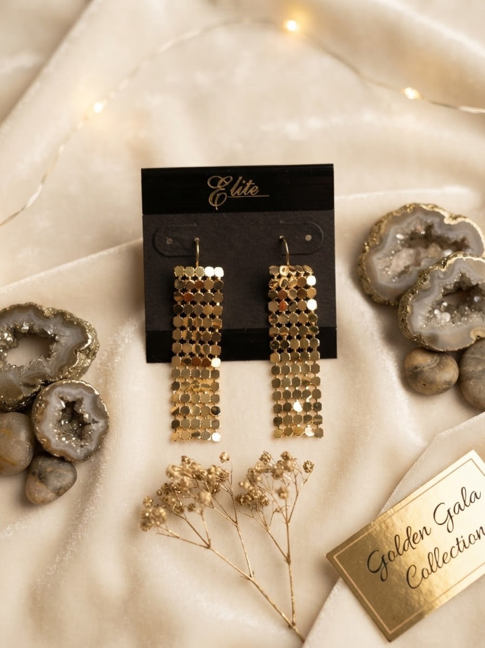 Golden Sequin Drop Earrings Buy it now!